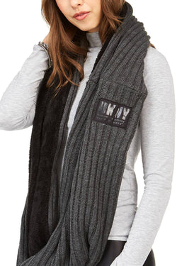 DKNY Grey Fleece Lined Knit Infinity Scarf thumbnail 2