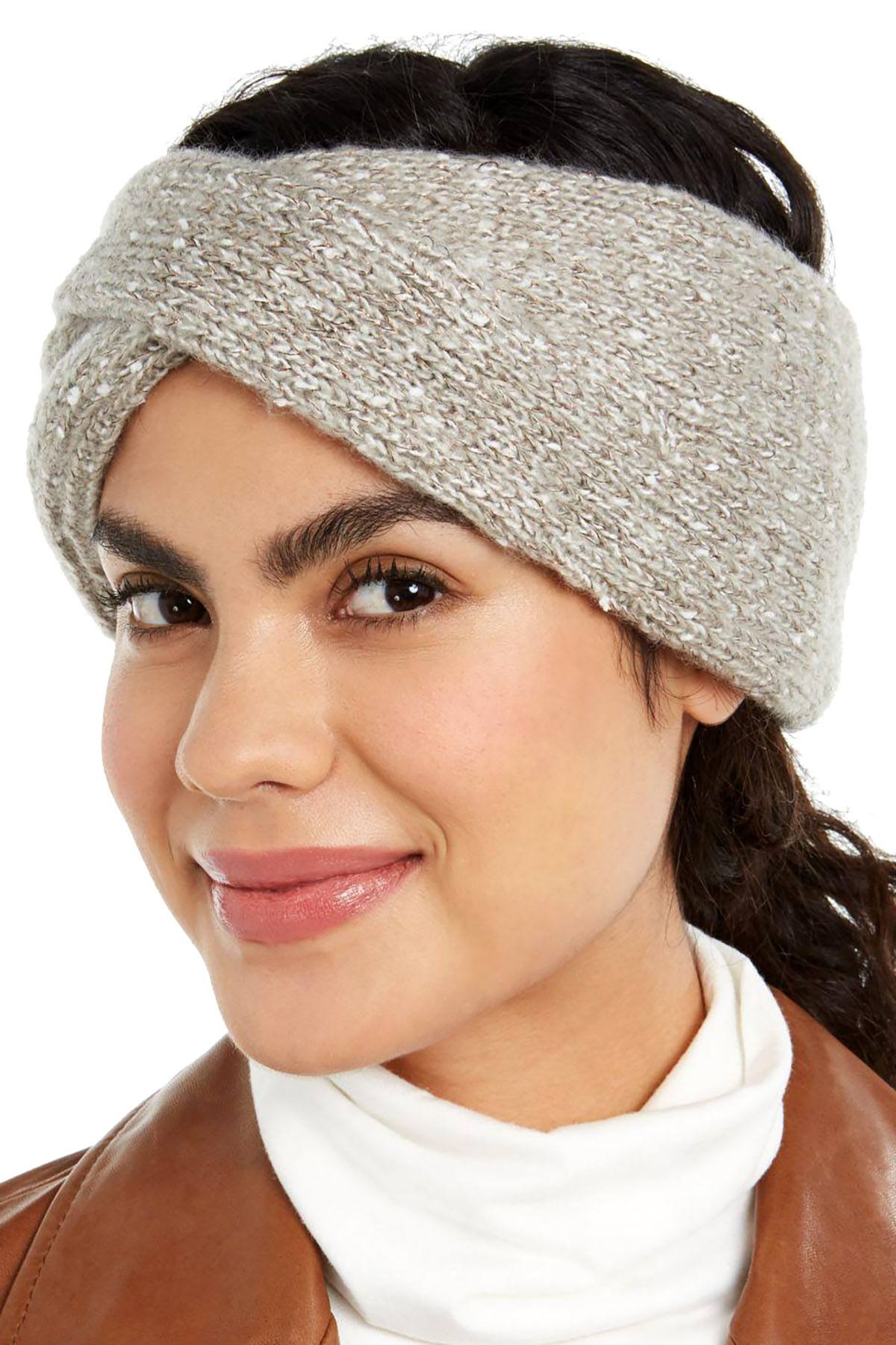 DKNY Grey/Metallic Fleece Lined Headband