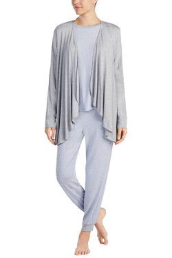 DKNY Heather-Grey Cozy Wrap-Front Bed Jacket thumbnail 1