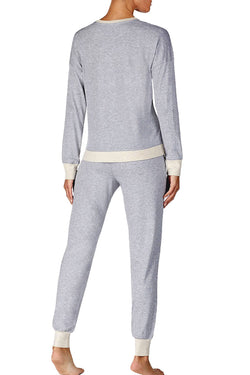 DKNY Heather Grey Embroidered Top/Jogger Pajama Set thumbnail 2