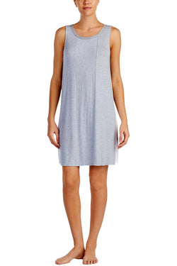 DKNY Heather-Stripe Sleeveless Contrast-Band Chemise thumbnail 2