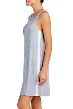 DKNY Heather-Stripe Sleeveless Contrast-Band Chemise thumbnail 4