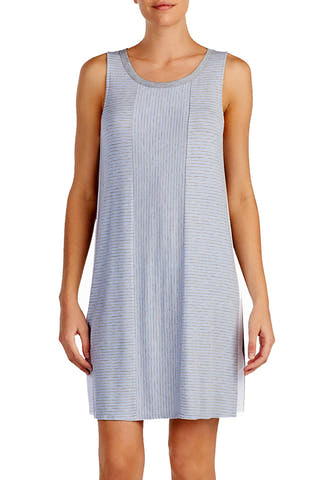 DKNY Heather-Stripe Sleeveless Contrast-Band Chemise