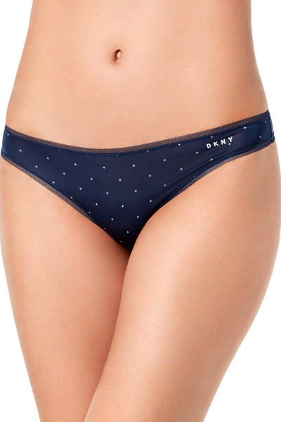 DKNY Ink Star Print Litewear Low Rise Mesh Trim Thong