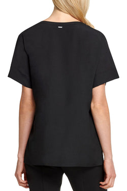 DKNY Ivory/Black/Red Colorblock Top thumbnail 4
