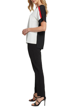 DKNY Ivory/Black/Red Colorblock Top thumbnail 2