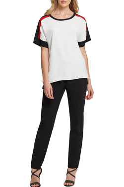 DKNY Ivory/Black/Red Colorblock Top thumbnail 3