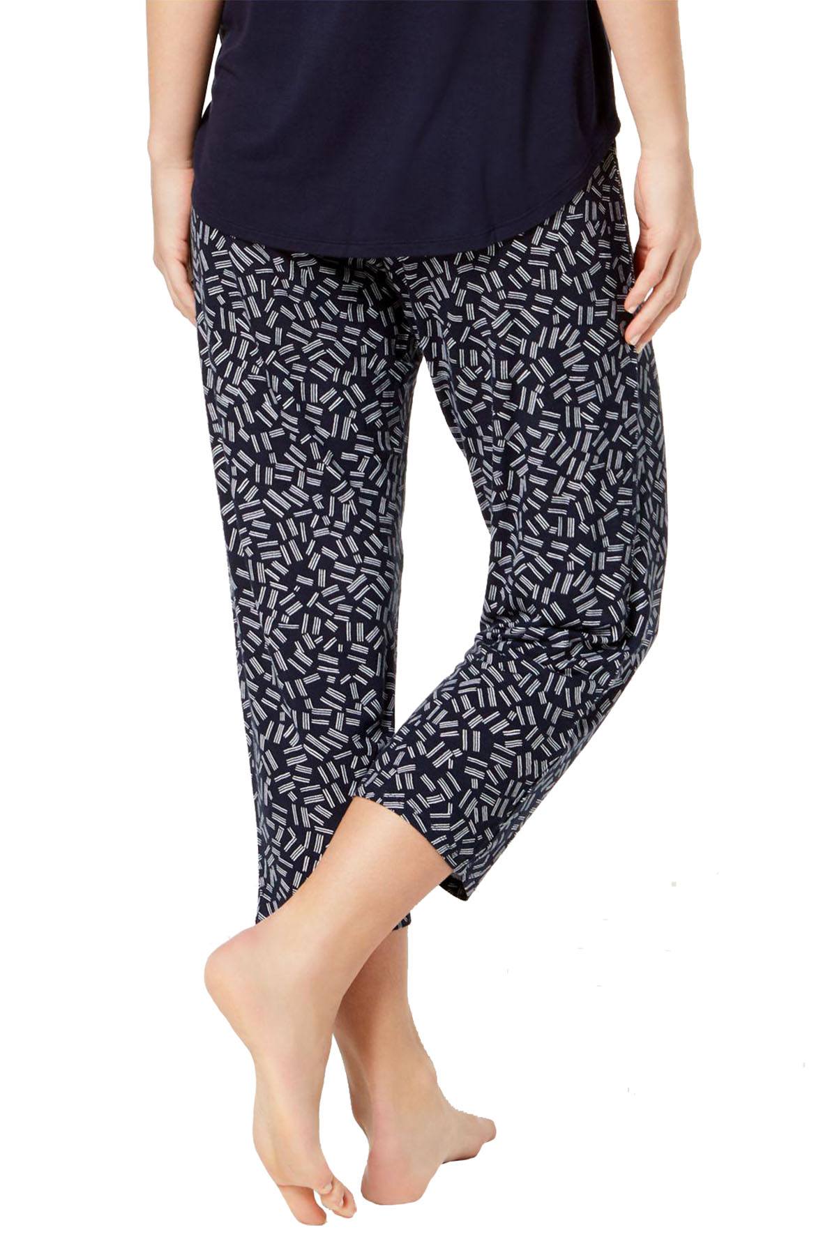 DKNY Navy 3-Stripe Printed Capri Lounge Pant