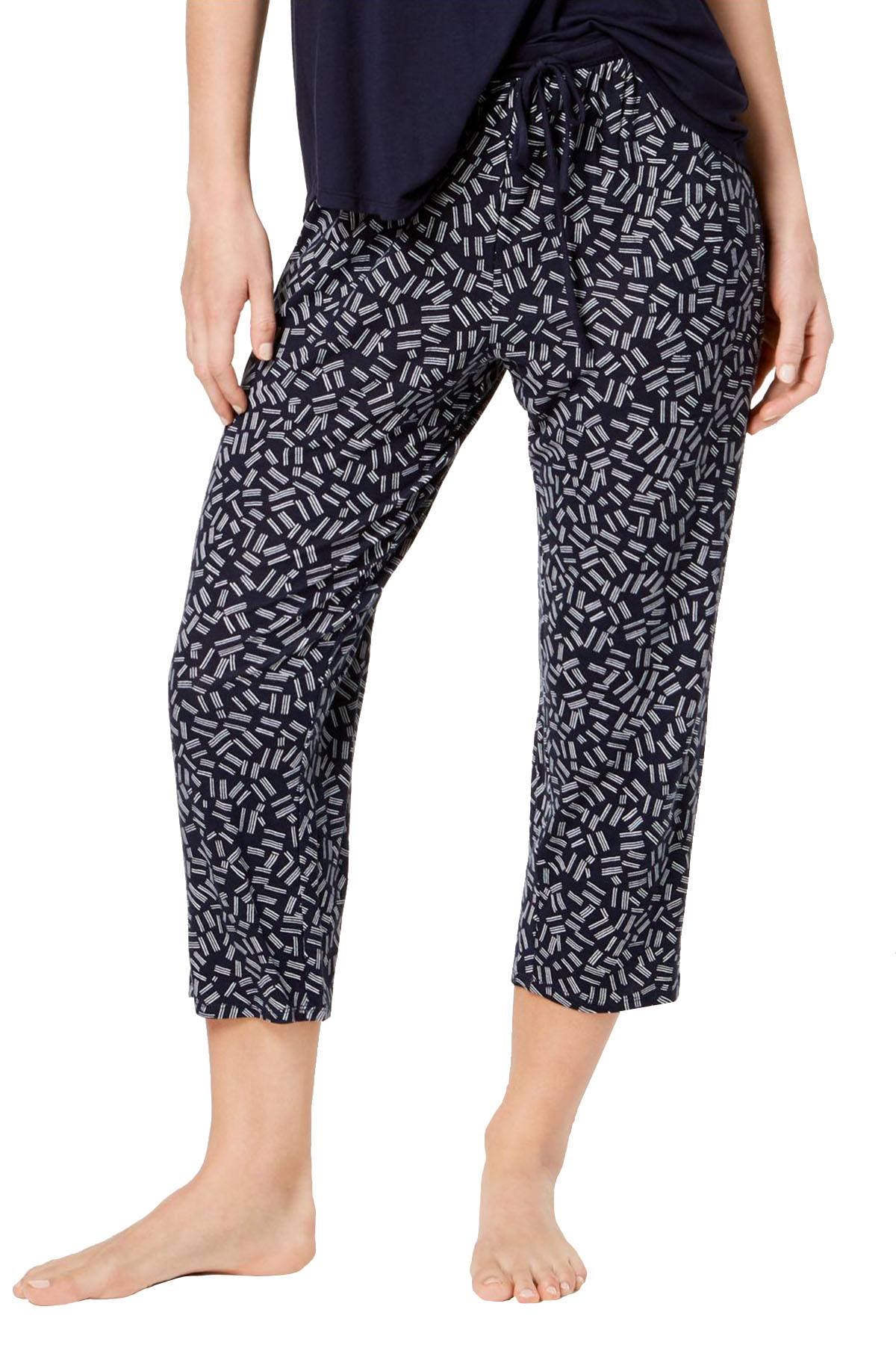 DKNY Navy 3-Stripe Printed Capri Lounge Pant
