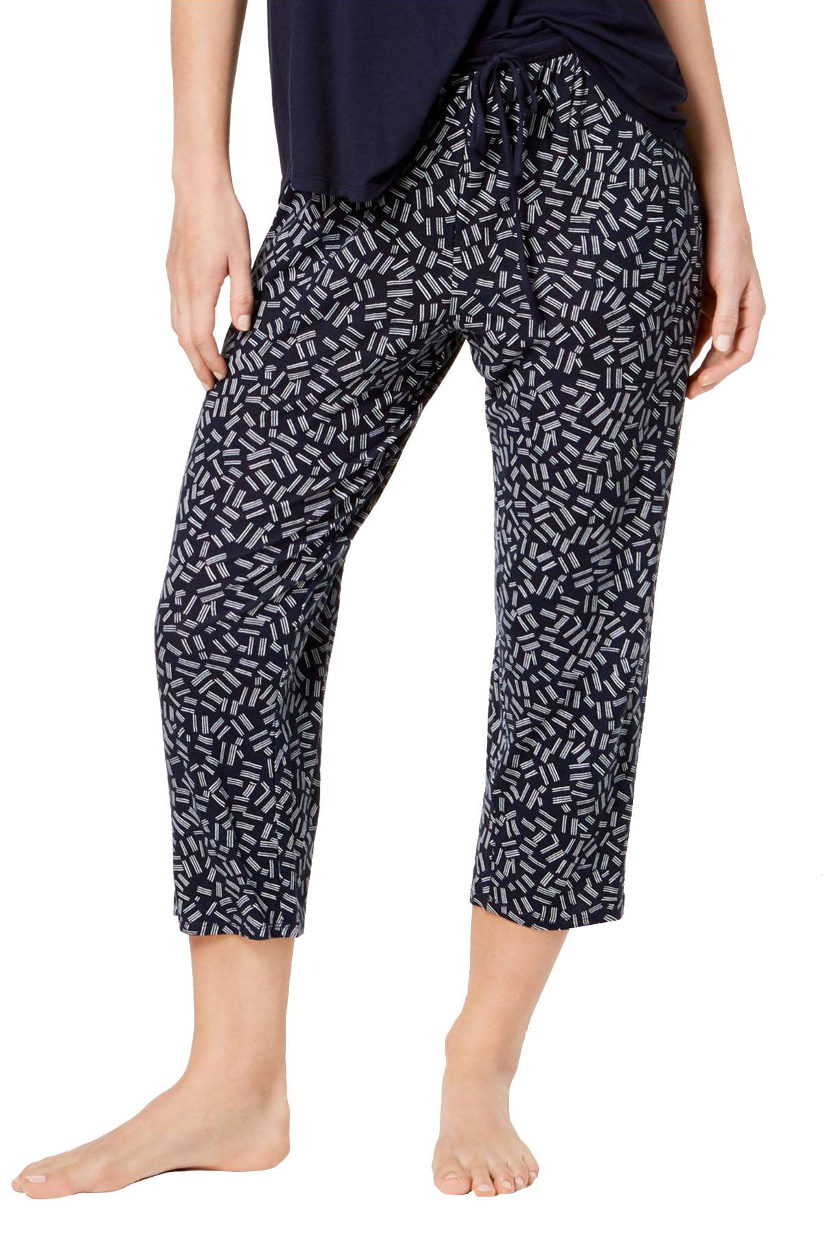 DKNY Navy 3-Stripe Printed Capri Lounge Pant