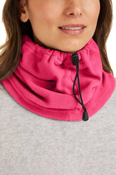 DKNY Neon Pink Drawstring Polar Fleece Neckwarmer
