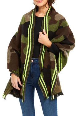 DKNY Neon Yellow Striped Camo Scarf thumbnail 1