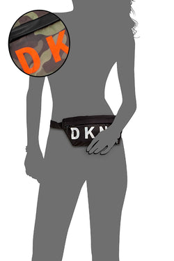 DKNY Nylon Logo Belt Bag in Green Camo/Black thumbnail 2