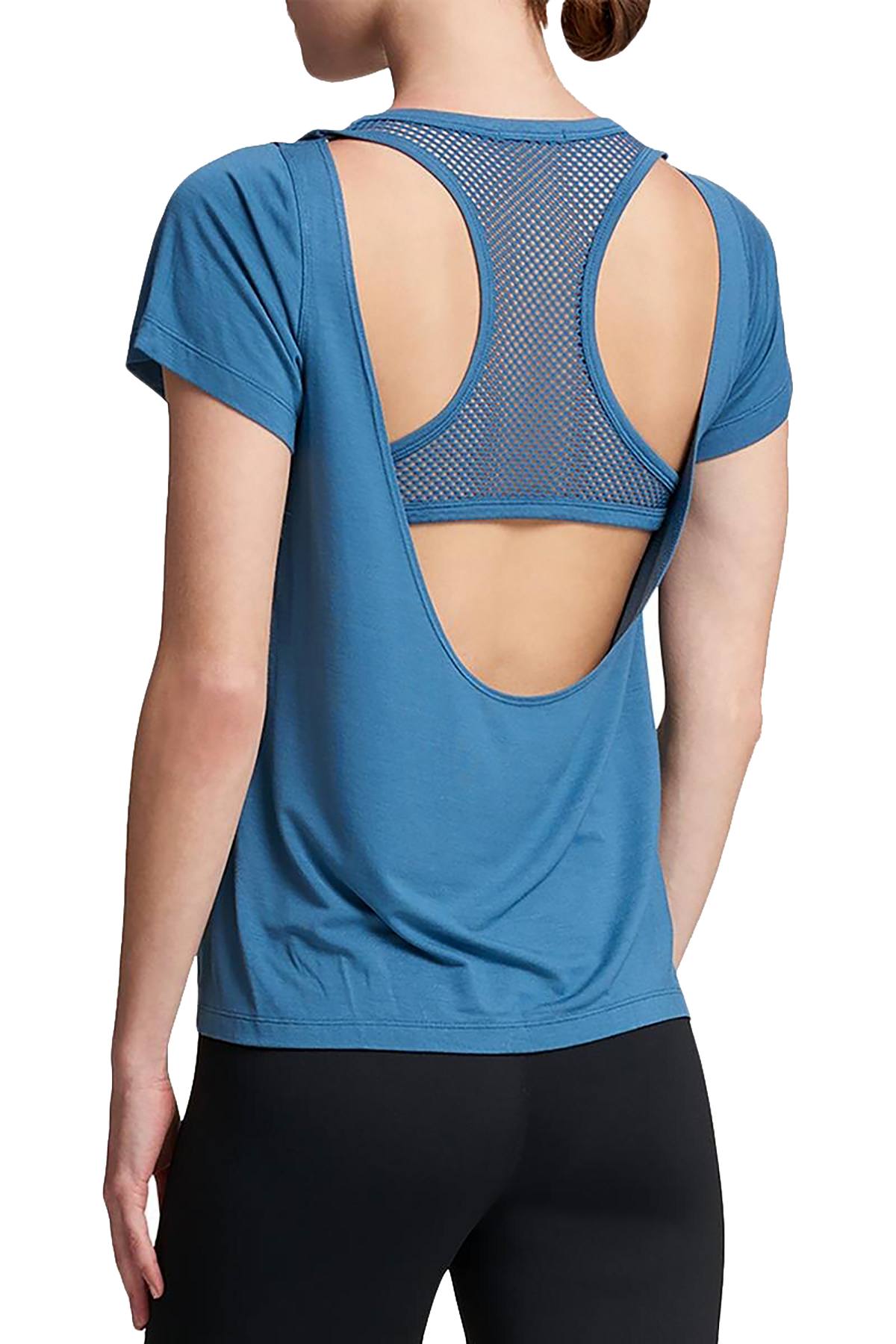 DKNY Ocean-Blue Mesh Racerback T-Shirt