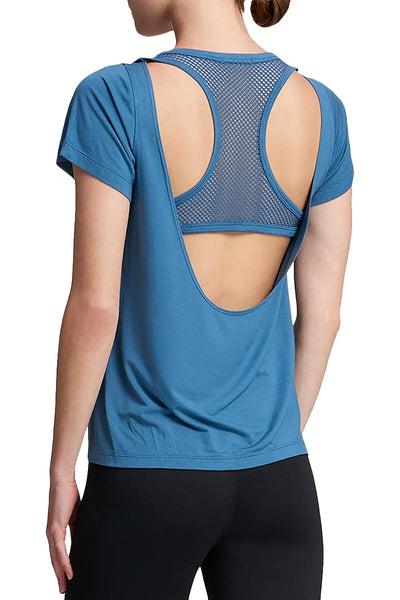 DKNY Ocean-Blue Mesh Racerback T-Shirt