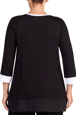 DKNY PLUS Black Colorblocked PJ Top thumbnail 2