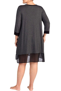 DKNY PLUS Heather Charcoal Colorblocked Sleepshirt thumbnail 2