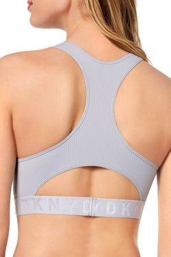 DKNY Pale Blue/Grey LiteWear Seamless Ribbed Crop Top Bralette thumbnail 2