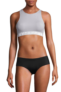 DKNY Pale Blue/Grey LiteWear Seamless Ribbed Crop Top Bralette thumbnail 4