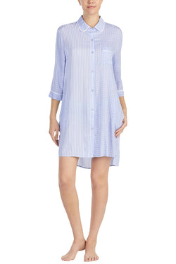 DKNY Periwinkle-Stripe Contrast-Print High-Low Sleepshirt thumbnail 4