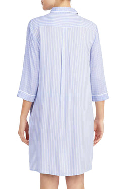 DKNY Periwinkle-Stripe Contrast-Print High-Low Sleepshirt thumbnail 3