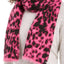 DKNY Pink Fuzzy Animal Print Knit Scarf