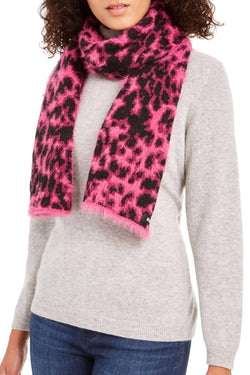 DKNY Pink Fuzzy Animal Print Knit Scarf thumbnail 4