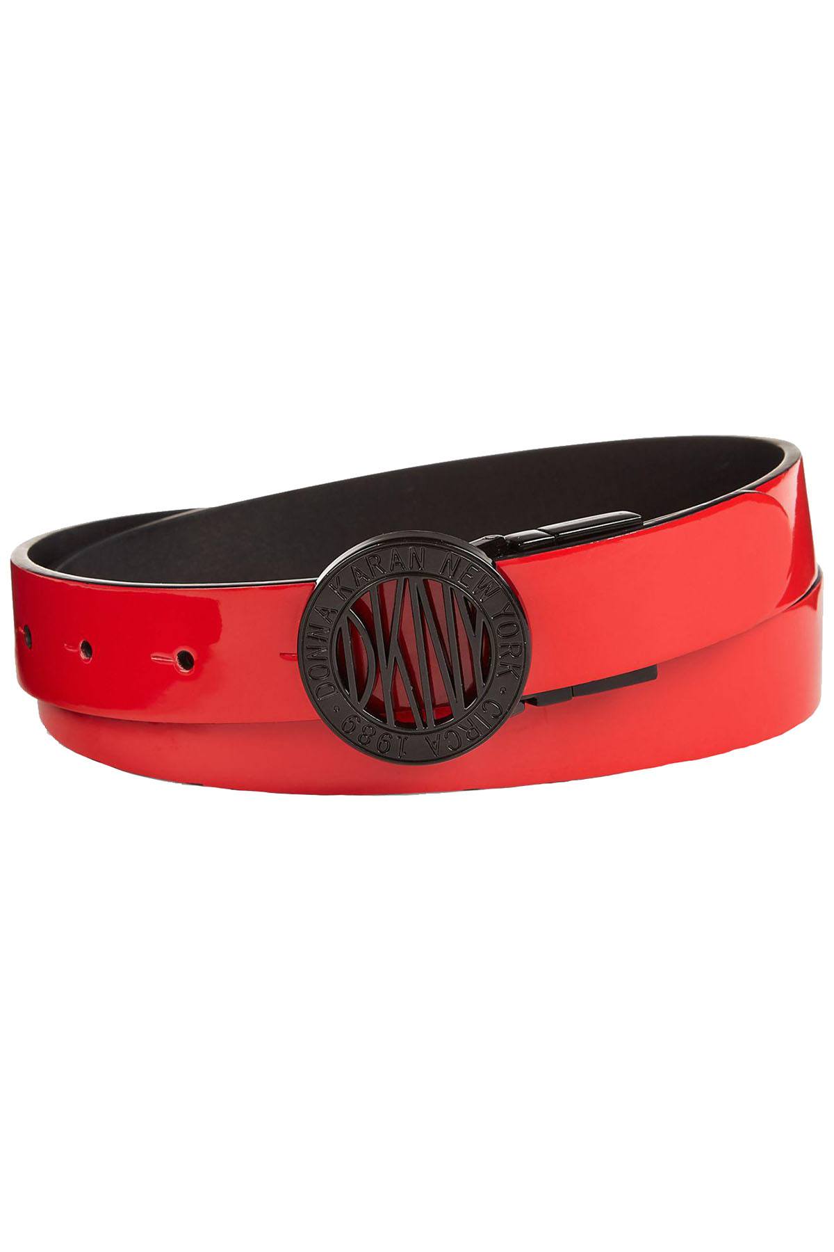 DKNY Red/Black Plaque Reversible Belt