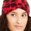 DKNY Red Fuzzy Animal Print Knit Twist Headband