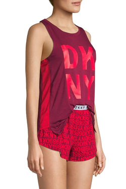 DKNY Red Logo Print Tank / Boxer Short Pajama Set thumbnail 2