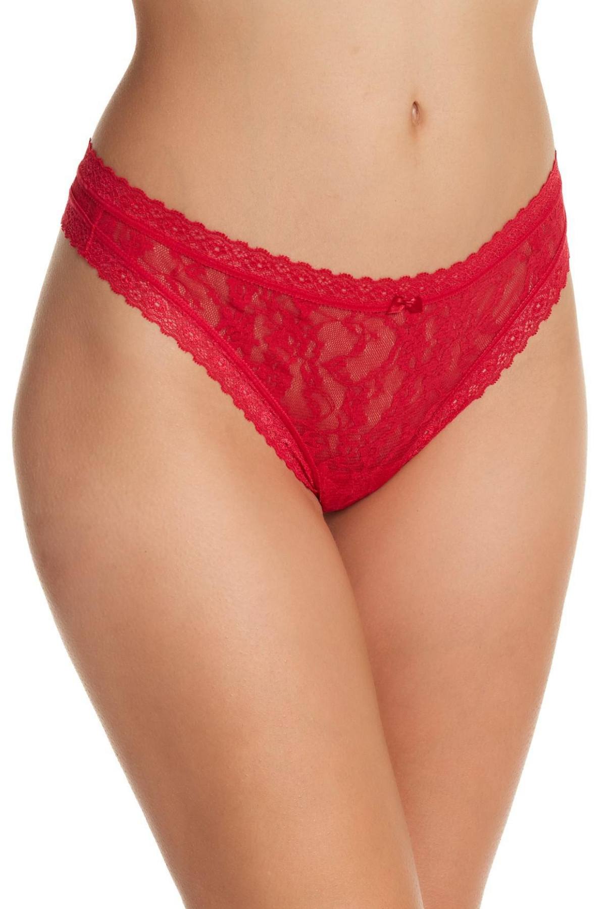 DKNY Red Signature Lace Thong