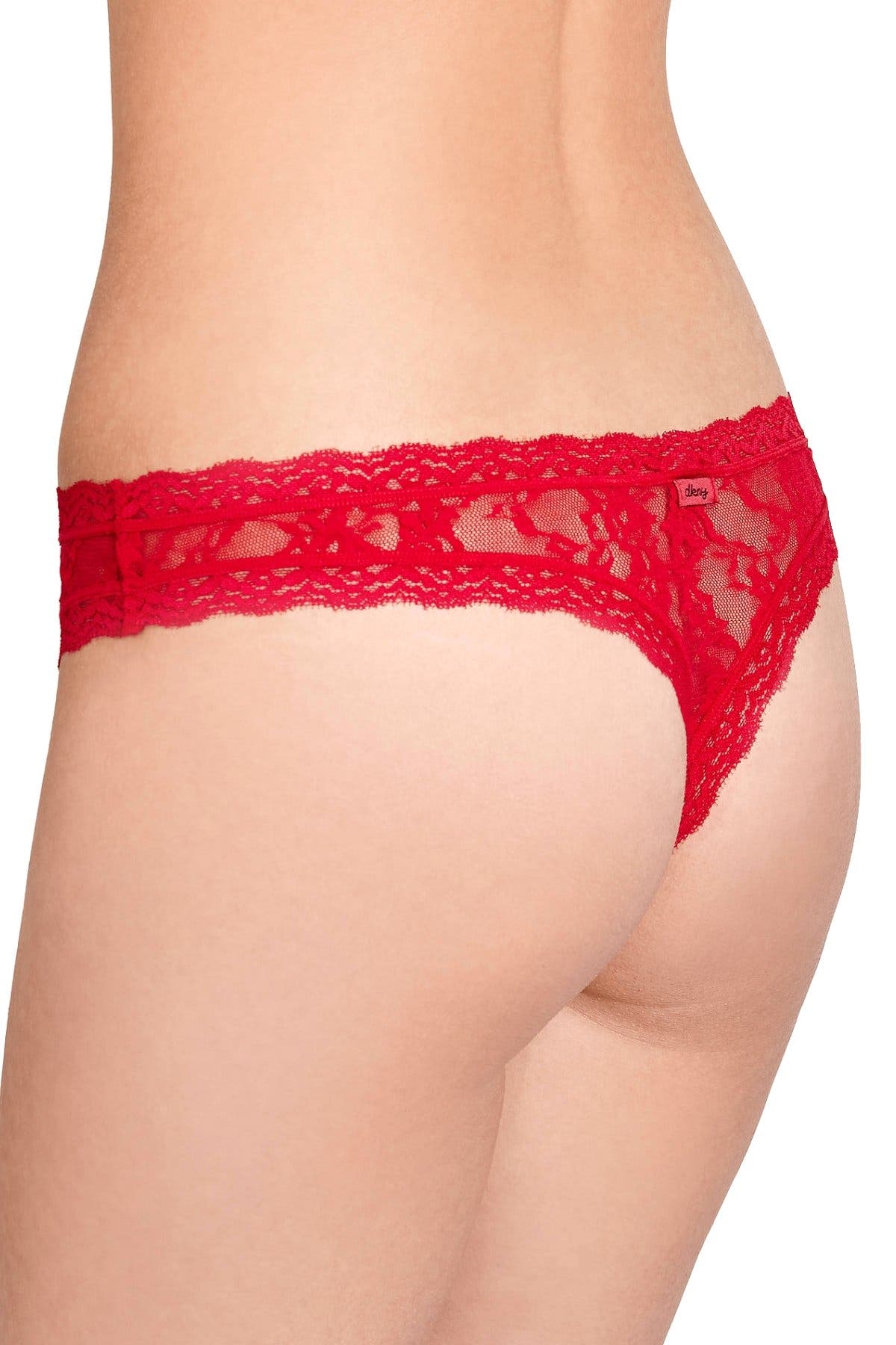 DKNY Red Signature Lace Thong