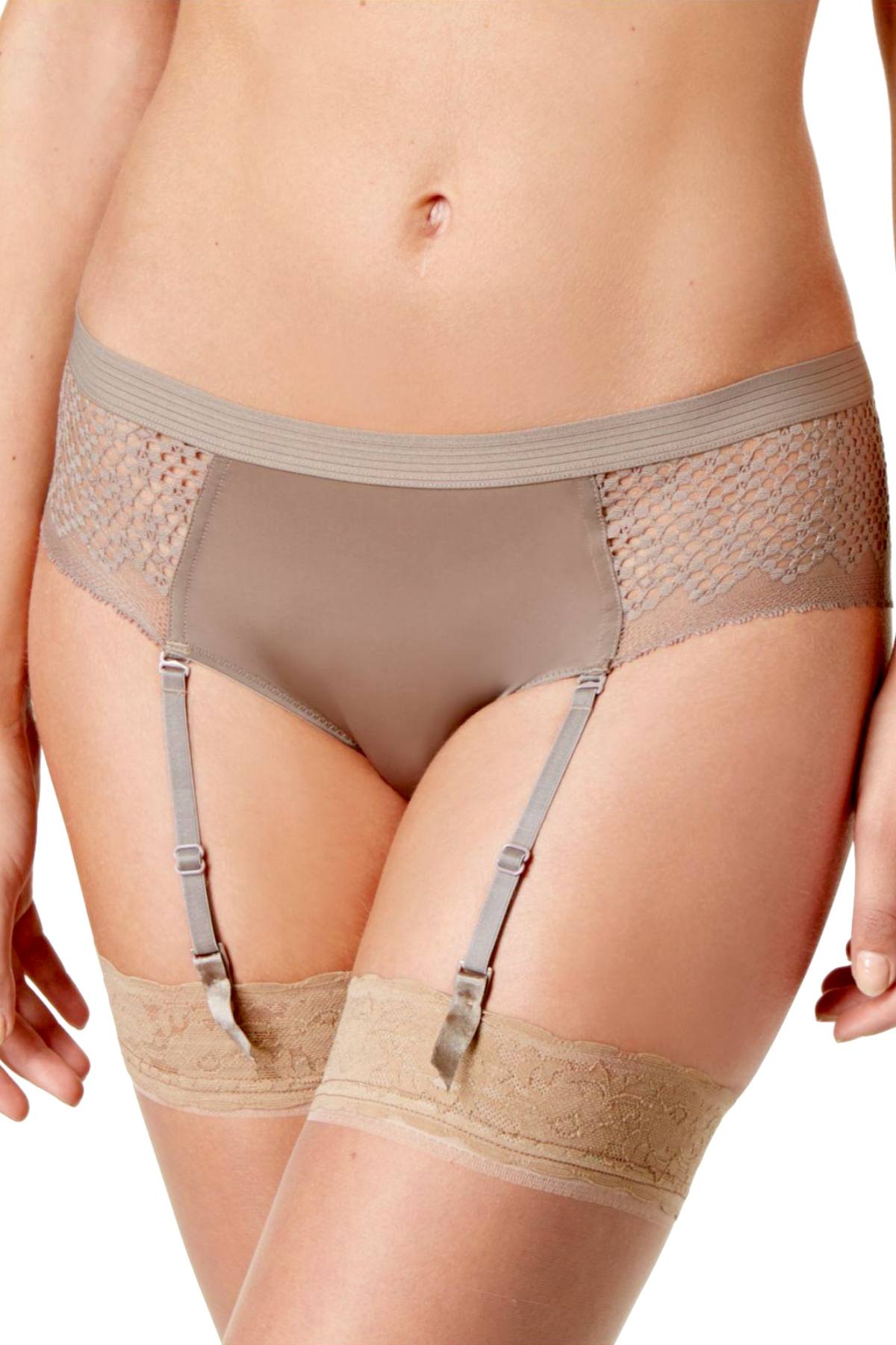 DKNY Sandlewood-Nude Sheer-Lace Garter Panty