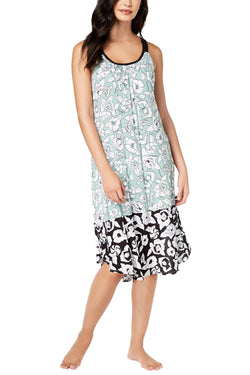 DKNY Seafoam Floral Contrast Hem Printed Chemise Nightgown thumbnail 1