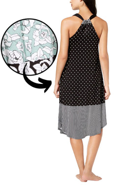 DKNY Seafoam Floral Contrast Hem Printed Chemise Nightgown thumbnail 3
