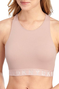 DKNY Shell Blush LiteWear Seamless Ribbed Crop Top Bralette thumbnail 1