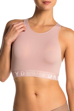 DKNY Shell Blush LiteWear Seamless Ribbed Crop Top Bralette thumbnail 2