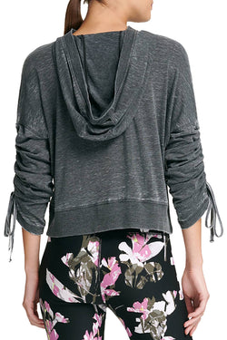 DKNY Sport Black Burnout Relaxed Cinch Sleeve Hoodie thumbnail 2