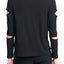 DKNY Sport Black Cotton Long Cutout Sleeve T-Shirt