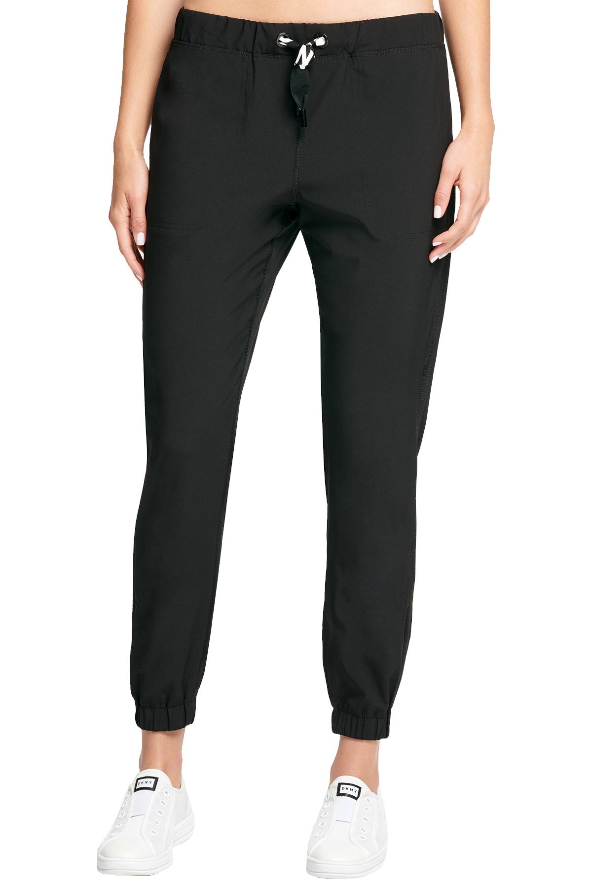 DKNY Sport Black Logo Mesh Inset Jogger Pant