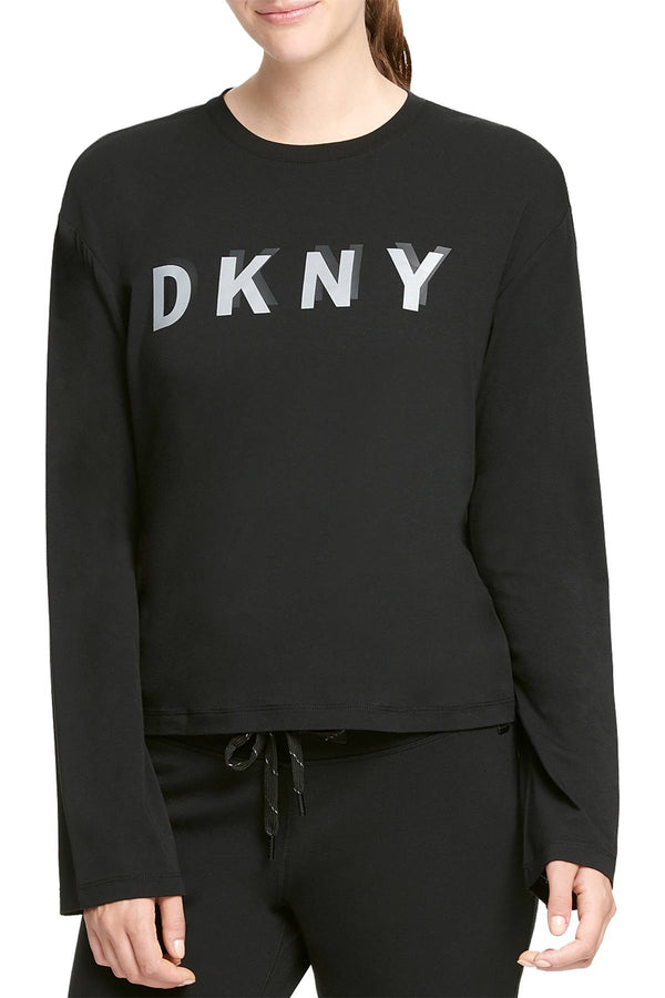 DKNY Sport Black Relaxed Modal Logo Bell Sleeve T-Shirt