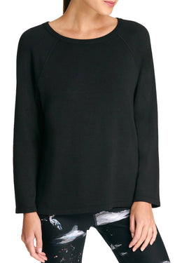 DKNY Sport Black Ribbed Knit Tie Back Top thumbnail 1
