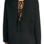 DKNY Sport Black Ribbed Knit Tie Back Top