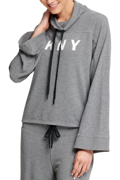 DKNY Sport Heather Grey Funnel-Neck Top