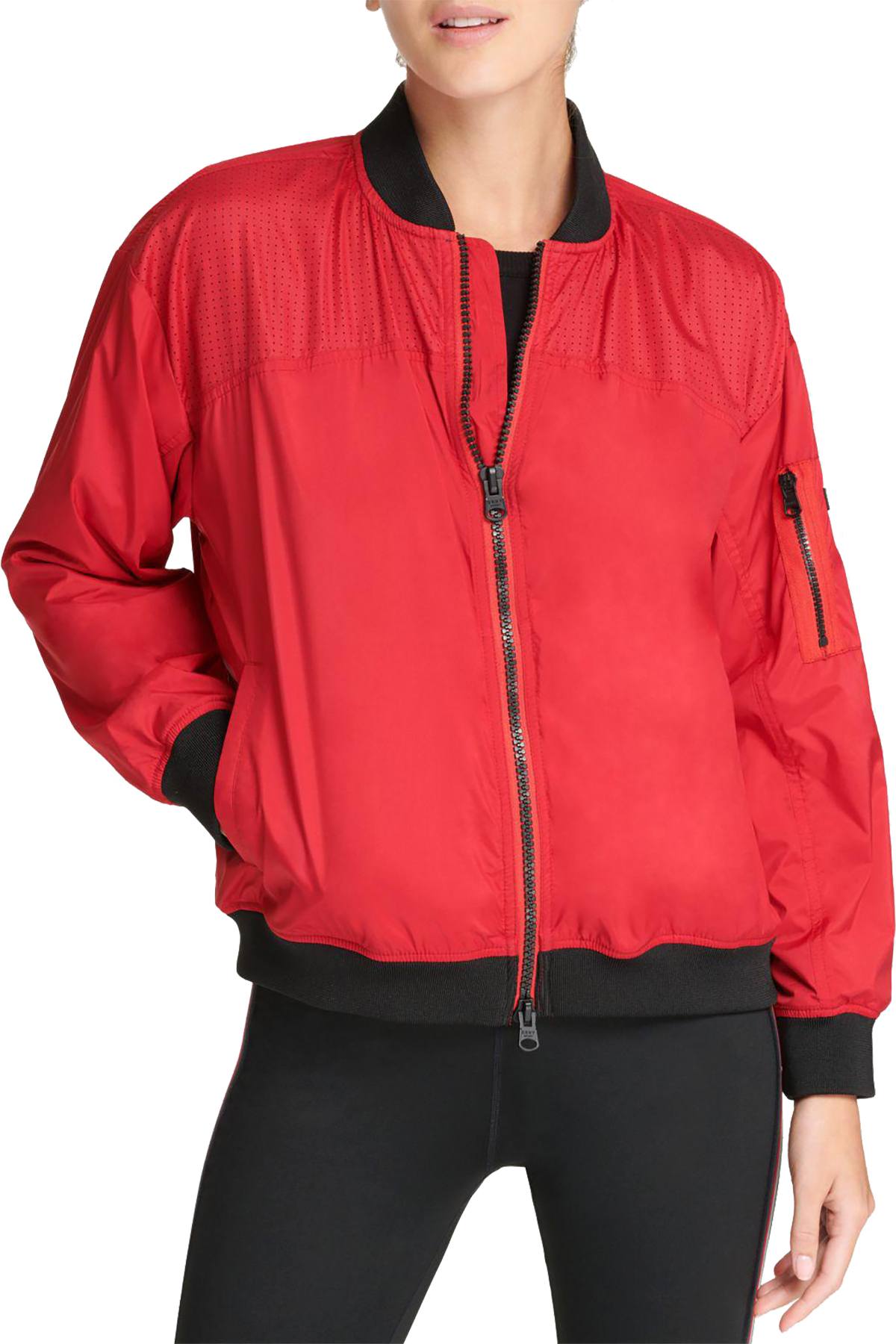 DKNY Sport Murano-Red Light Bomber Rain Jacket