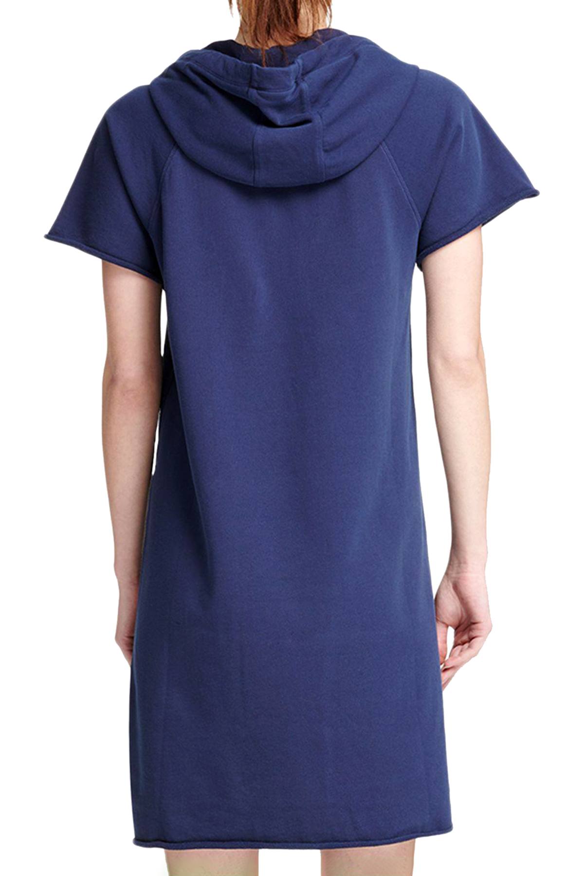 DKNY Sport Peacoat-Blue Logo Hooded Sweatshirt Dress