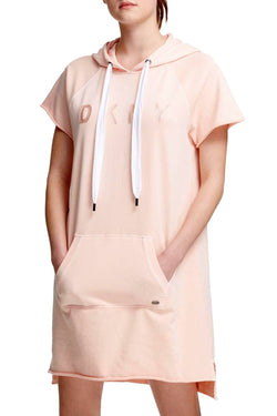 DKNY Sport Spritzer-Pink Logo Hooded Sweatshirt Dress thumbnail 2