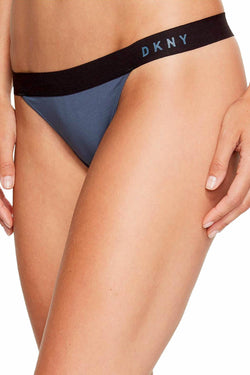 DKNY Steel-Blue/Black Logo Thong thumbnail 1