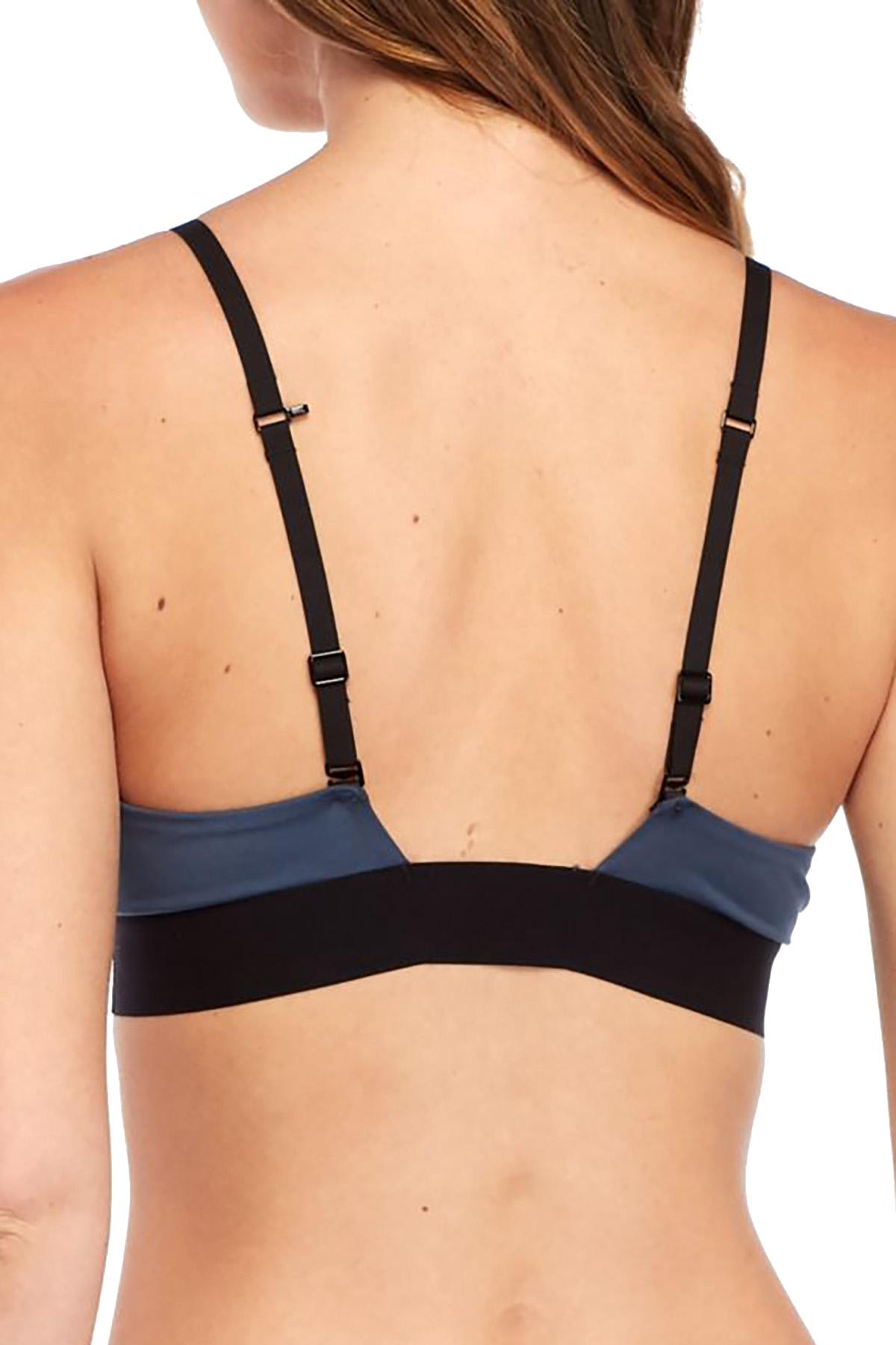 DKNY Steel Blue and Black Convertible Classic Cotton Bralette
