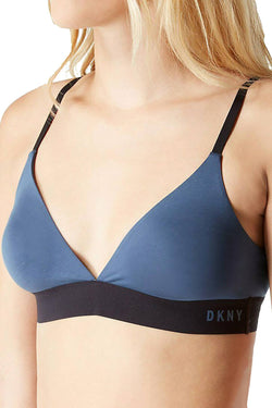 DKNY Steel Blue and Black Convertible Classic Cotton Bralette thumbnail 3